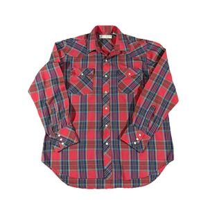 Wells & Morris Vintage Pearl Snap Plaid Western Shirt Large‎